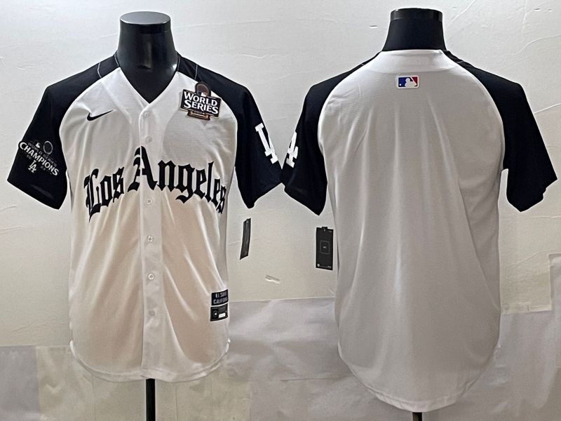 Men 2025 Los Angeles Dodgers Blank White black Five generations Joint Name Nike MLB Jersey style 113